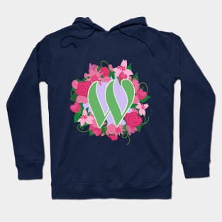 Monogram W, Personalized Floral Initial Hoodie